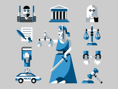Vector illustration on the theme of justice court flat illustration justice prisoner trial tribunal vector