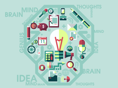 Brain brain business idea illustration lamp thoughts vector