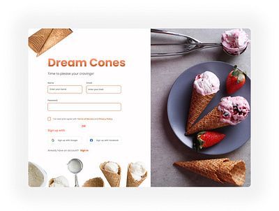 Ui Design for the Icecream shop day 1 ui ui design ui design challenge ui ux webpage