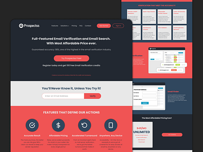 Prospectss - Email Verification and Email Finder clean concept creative design dribbble email email design landing landing page new trend trending ui web web app web design web designer web ui website website design