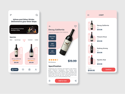 Online Wine Store App app concept creative design dribbble ecommerce design liquor liquor store mobile mobile ui modern online shop store trending ui ux visual design wine winery