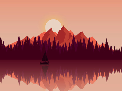 Lake design flat illustration landscape landscape illustration minimal minimalist travel vector vector illustration