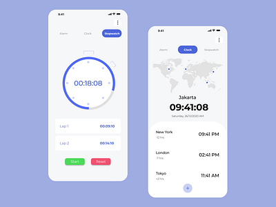 Stopwatch and Clock UI Design