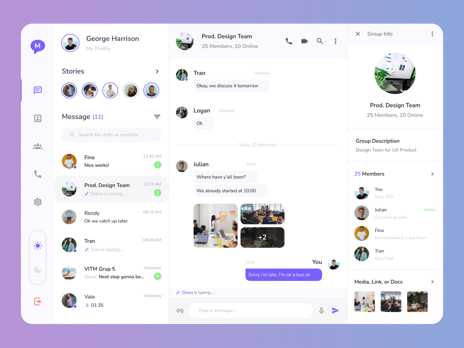 Dashboard Chat App Light by Ariq Alsina on Dribbble