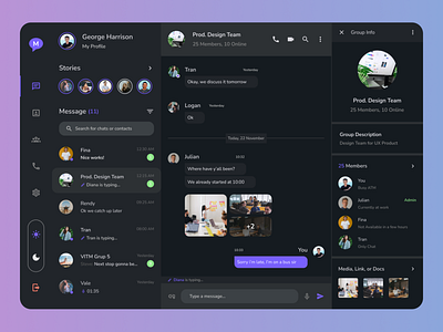 Dashboard Chat App Dark app chat dark dashboard design dribbble exploration figma ui ux web