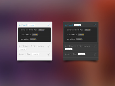 Collapsible Menu for Mobile App PSD