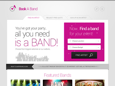 Band Booking Website artist band book booking music portal profile shop website