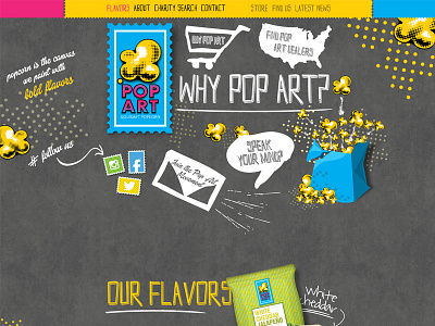 Hipster Popcorn Website flavors fresh gourmet hipster pop art popcorn stylish web website