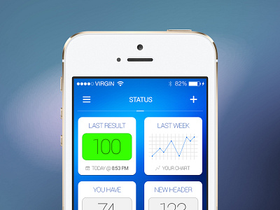 Freebie: iOS Status Screen block button free graph icon ios menu psd result screen status