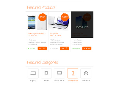 Freebie: Featured Products button category detail ecommerce eshop featured free hover listing product psd