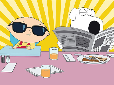 Freebie: Stewie & Brian Breakfast ai breakfast brian family guy free hangover illustration stewie vector