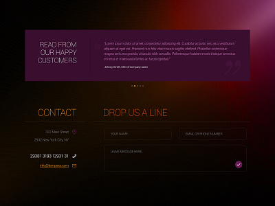 Freebie: Footer Form and Testimonials address contact footer form free input mail phone psd testimonials