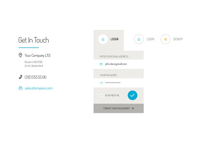 Freebie: Contact and Login address button contact email form free login phone psd signup