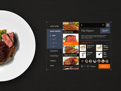 Freebie: Restaurant Order Interface app drink eat food free interface order psd restaurant