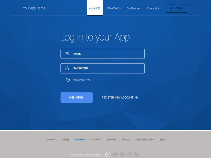 Freebie: Login Landing Screen login input email password button hover menu icon free psd