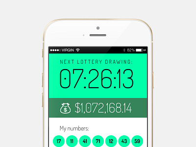 Freebie: Lottery app iOS screen app countdown free ios iphone 6 lottery numbers prize psd sceen win