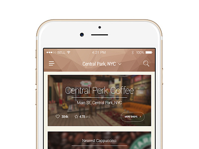 Freebie: Coffeeshop Listing App app area coffee free list psd rank search shop top