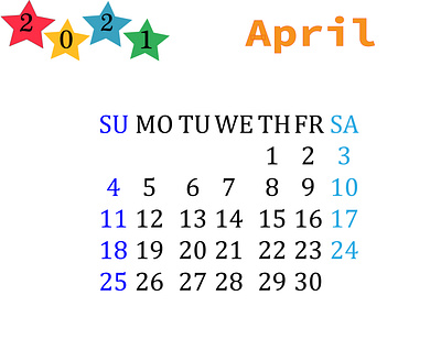 april 2021 design illustration typography vector апрель вектор год календарь неделя
