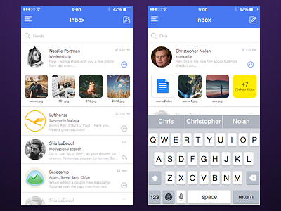 Mail App [Inbox+Search] app clean competition ios ios9 iphone kazakhstan mail mobile modern ui white