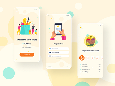 Check - Mobile Application Design for meal shopping design illustration mobile app ui ux vector