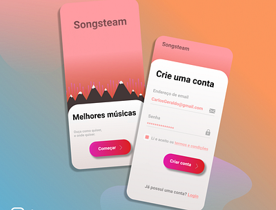 Login page Songsteam account app authentication design example exemplos home ideas ideias inicio login minimalist song start ui uidesign uiux ux