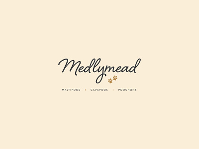 Medlymead 2020 brand brand design branding cream cute dog facebook font icon instagram logo paw puppies puppy script social social media uk