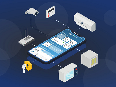 chytřejšíobec Mobile App visualization app design app development company app ux isometric mobile app overview smart city smart home