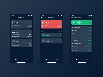 My Storyous - Sales overview czechdesign dark mode design ios app mobile app overview app sales app ux
