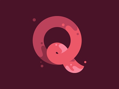 Q branding flat design flat illustration illustration liquid logo red slash spill splash typography water