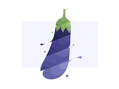 Eggplant 🍆 branding eggplant flat design flat illustration illustration liquid slash spill splash vegetable water