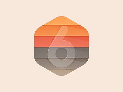 6 Layers number icon land earth logo yp © yoga perdana illustration 6 layers badge hexagon