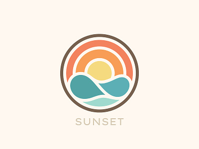 Sunset beach branding illustration logo sun sunset wave