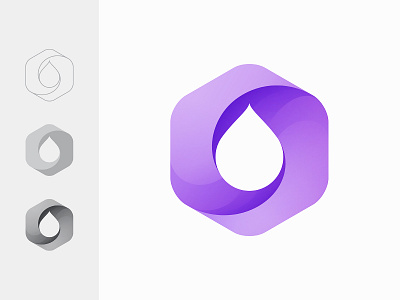 Hexadrop balance branding business clean company drop gradient hexagon logo minimal modern oil purple simple vector water