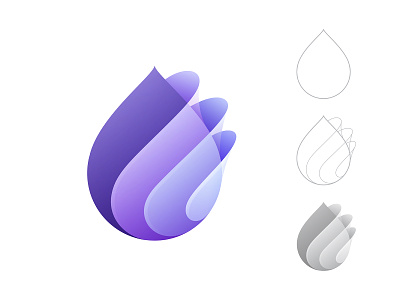 Lotus Drop branding clean clear dew drop droplet dynamic flow flower glass gradient layer liquid logo lotus purity purple raindrop splash water