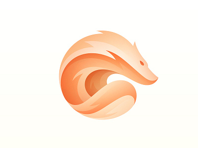Fire fox animal app branding character circle cute fire flame flow fox fur gradient icon illustration logo mascot orange tail wild wolf