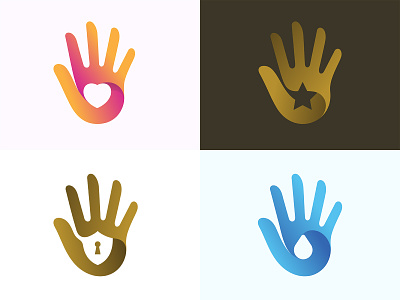Hands brand business company drop finger gold hand heart icon identity logo love protection safe security social star symbol touch water