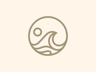 Wave Logo badge beach brand branding circle design graphic icon logo mark modern ocean outline sea simple sun sunrise sunset water wave