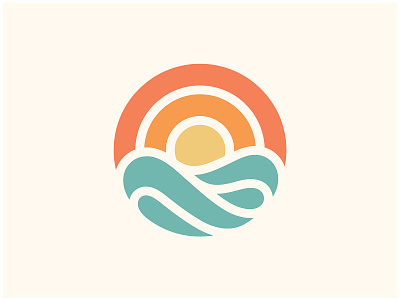 Sunset beach brand branding logo mark modern ocean orange sea simple spring summer sun sunset symbol tropical water wave