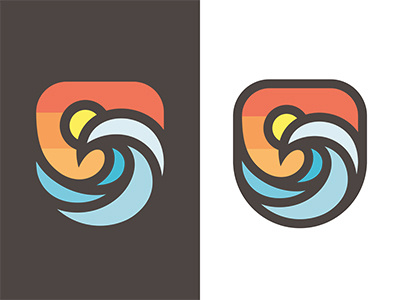 Sunset Badge badge beach logo mark sunset wave yp © yoga perdana