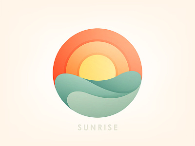 Sunrise beach illustration sun sunrise wave yp © yoga perdana