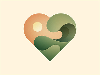 Love Sunset heart logo love sunset wave yp © yoga perdana