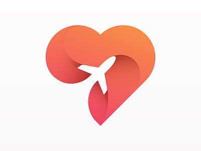 Love travel air plane branding destination flight gradient gradient logo heart icon illustration logo logo design love plane tourism travel traveling vacation vector yp © yoga perdana