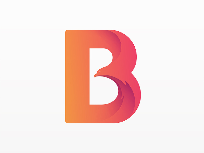 B for Bird Logo typography design eagle bird animal type logo yp © yoga perdana