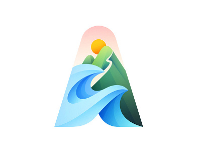 A (Update) adventure branding gradient illustration landscape logo mountain vector yp