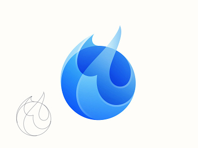 Blue Fire Logo blue branding fire flame icon illustration logo vector yp © yoga perdana