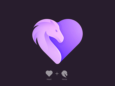 Heart + Horse Logo animal branding heart horse icon illustration logo love vector yp © yoga perdana