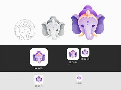 Ganesha.Social Ios Icon animal branding design ganesha icon logo yp
