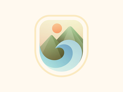 Mountain Badge badge branding design illustration logo mountains sun vector wave yp © yoga perdana