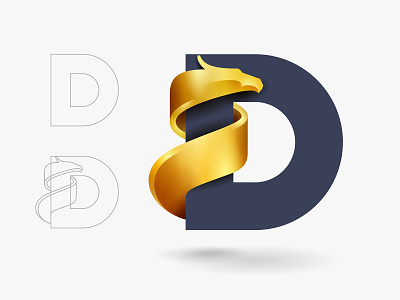 D for Dragon branding design dragon icon logo typography vector yp © yoga perdana