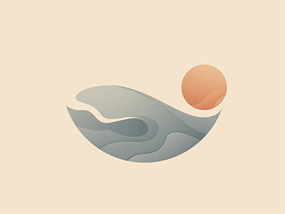 Sunset beach illustration logo sun sunset water wave yp © yoga perdana
